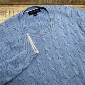 Banana Republic Fisherman Wool Blend‎ Thick Cable Knit Sweater Men XL Blue